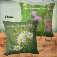 Chamomile and clover flowers on the green meadow 