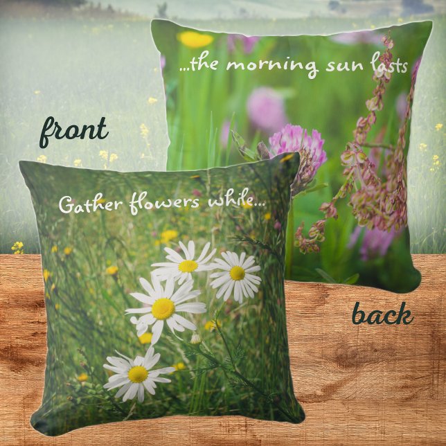 Chamomile and clover flowers on the green meadow  cushion (Creator Uploaded)