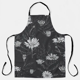 Chamomile Black Pen: Floral Sketch. Apron