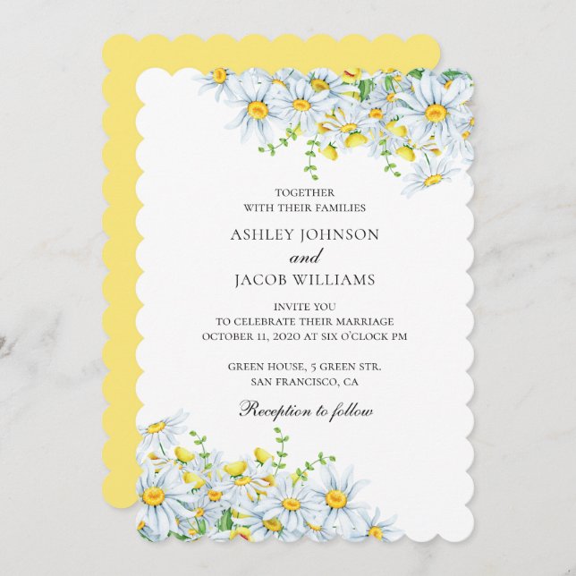 Chamomile. Country flowers. Summer floral wedding Invitation (Front/Back)