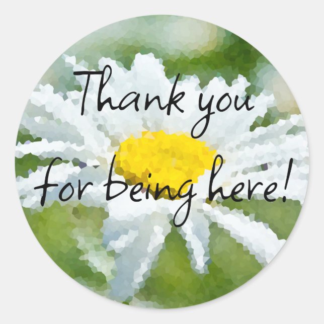 Chamomile daisy flower oil painting effect sunny d classic round sticker (Front)