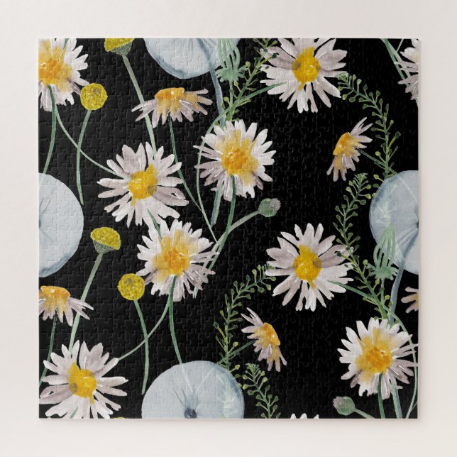Chamomile, dandelion watercolor pattern jigsaw puzzle (Vertical)
