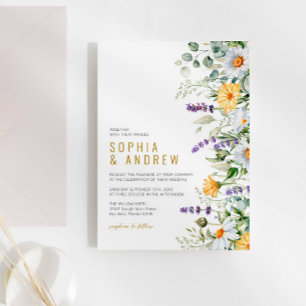 Chamomile & Eucalyptus Wildflowers Wedding Invitation