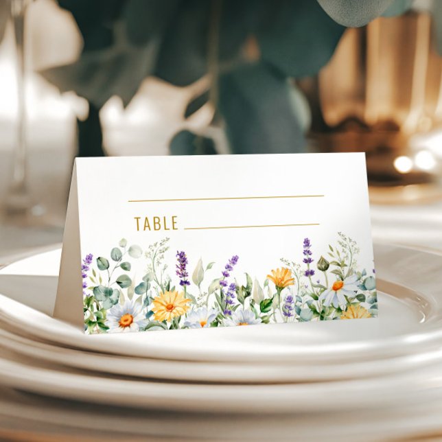 Chamomile & Eucalyptus Wildflowers Wedding  Place Card (Creator Uploaded)