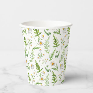 Chamomile Flower Botanical Rustic Pattern Paper Cups