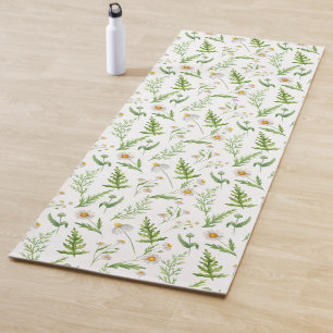 Chamomile Flower Botanical Rustic Pattern Yoga Mat