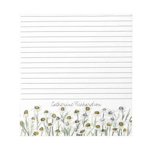 Chamomile Flower Medicinal Plant Drawing Lined Notepad (Front)