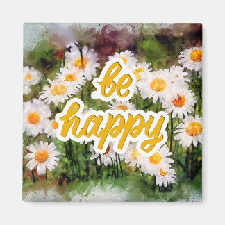 Chamomile Flower Mug, Birthday Gift Be Happy Magnet