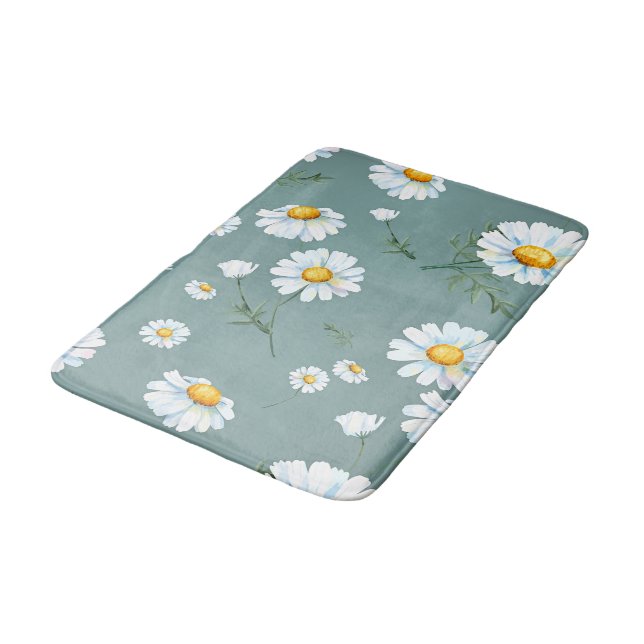 Chamomile Flower Pattern Bath Mat (Angled)