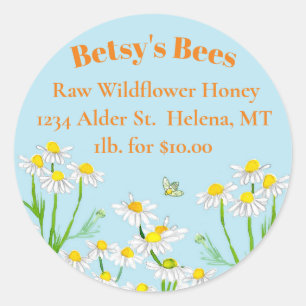 Chamomile Flowers Bees Honey For Sale Classic Round Sticker