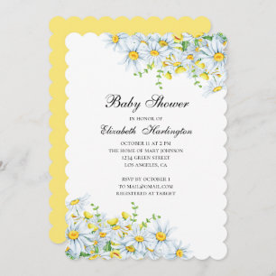Chamomile flowers. Country floral baby shower Invitation