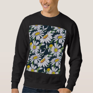 Chamomile Flowers: Dark Blue Watercolor. Sweatshirt