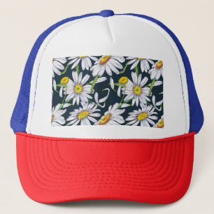 Chamomile Flowers: Dark Blue Watercolor. Trucker Hat