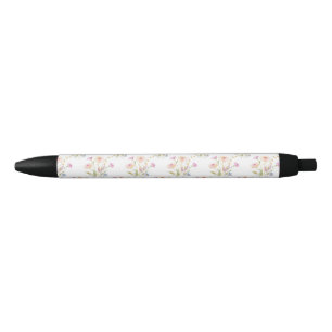 Chamomile Flowers Seamless Pattern Black Ink Pen
