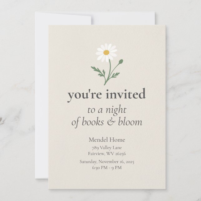 Chamomile Gathering - Soft Cream Invitation (Front)