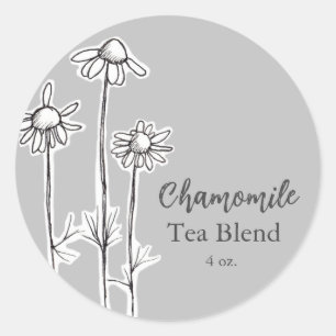 Chamomile Tea Blend Herb Flowers Grey Classic Round Sticker