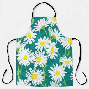 Chamomile Turquoise: Floral Seamless Illustration. Apron