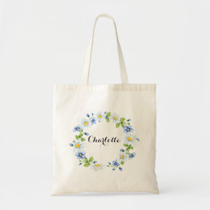 Chamomiles Wreath Bridal Tote/ Wedding Tote Bag