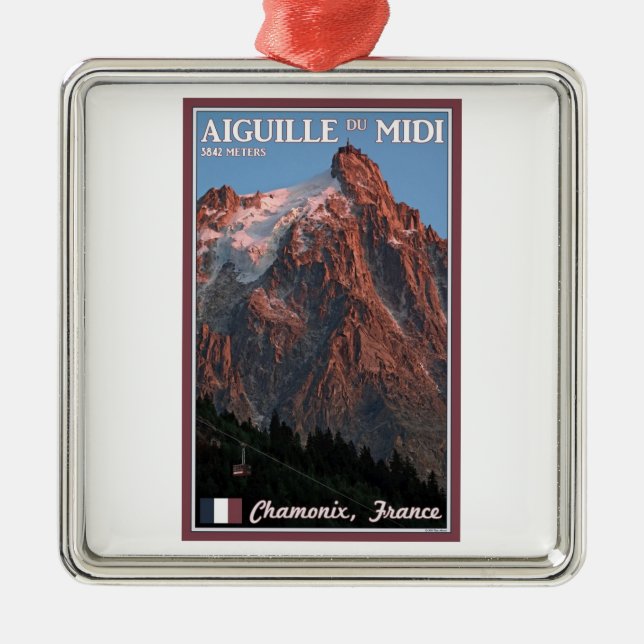 Chamonix - Aiguille du Midi Metal Tree Decoration (Front)