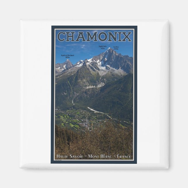 Chamonix - Aiguille Verte above Chamonix Magnet (Front)