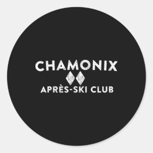 Chamonix Apres Ski Club Tee Retro Style Skiing Alp Classic Round Sticker