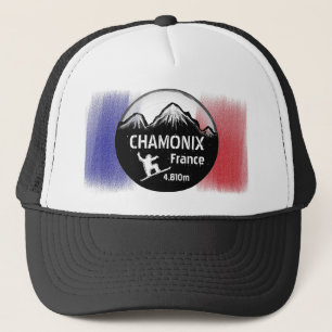 Chamonix France flag snowboard art black hat
