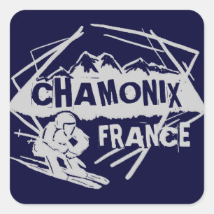 Chamonix France navy blue ski logo art stickers