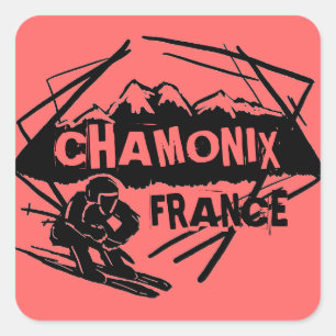 Chamonix France pink ski logo art stickers