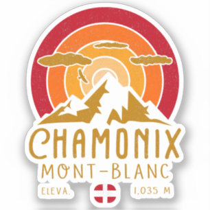 Chamonix France Retro Sunset Skiing Souvenirs 80s