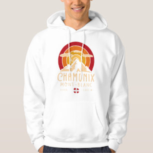 Chamonix France Retro Sunset Skiing Souvenirs 80s Hoodie