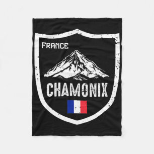 Chamonix France Ski Resort Skiing Mountain Distres Fleece Blanket