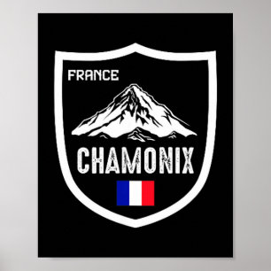 Chamonix france ski resort skiing mountain french poster
