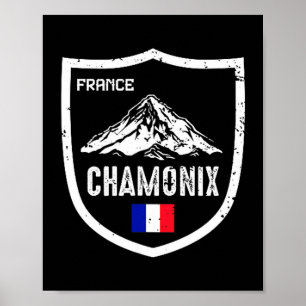 Chamonix france ski resort skiing mountain poster