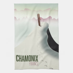 Chamonix France ski travel poster Tea Towel