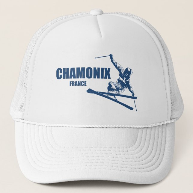 Chamonix France Skier Trucker Hat (Front)