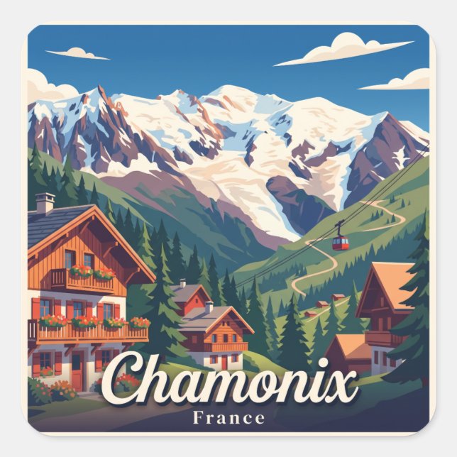Chamonix France Square Sticker (Front)