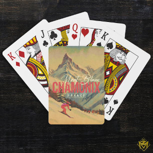 Chamonix France Vintage Mont Blanc Skiing 1950s Playing Cards