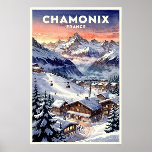 Chamonix France Vintage Travel Poster