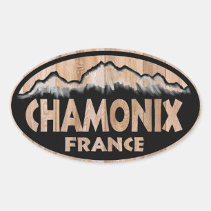 Chamonix France wooden sign oval stickers