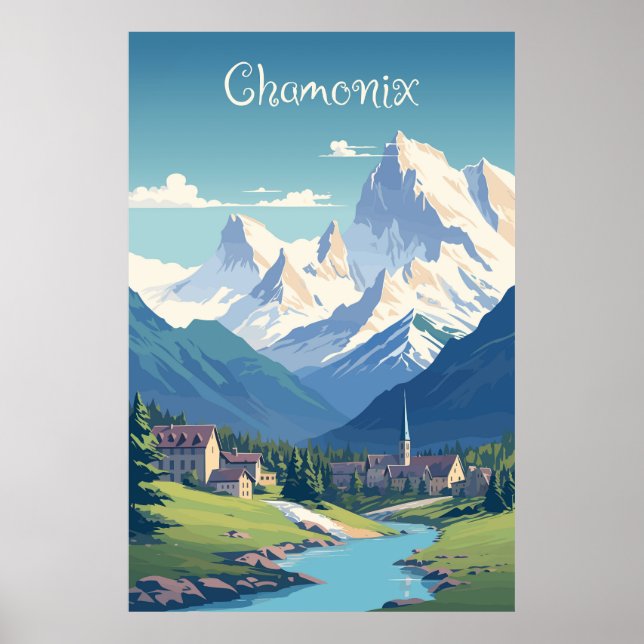Chamonix, Mont Blan, Ski  Poster (Front)