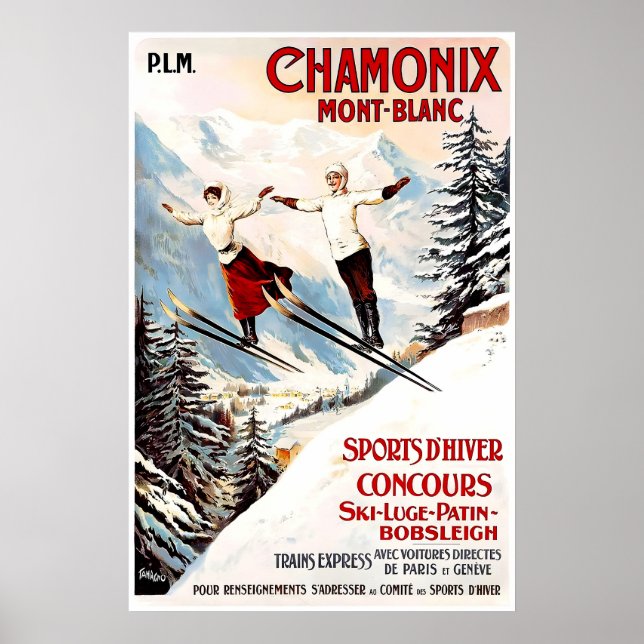 Chamonix Mont-Blanc 1910 POSTER PRINT A5-A1 French (Front)