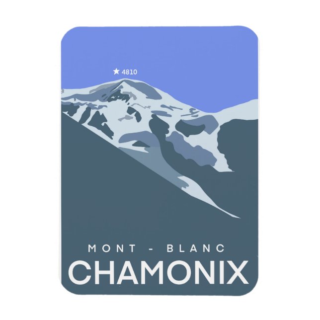 Chamonix, Mont-Blanc, digitally drawn, souvenir  Magnet (Vertical)