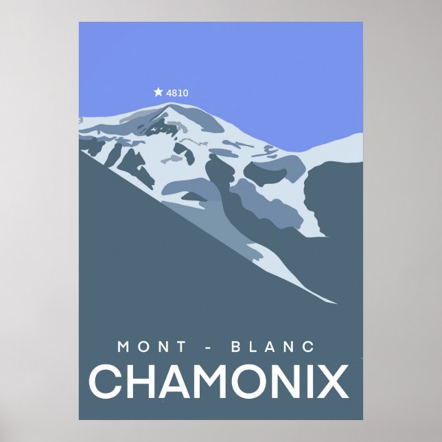 Chamonix, Mont-Blanc, digitally drawn, souvenir  Poster (Front)