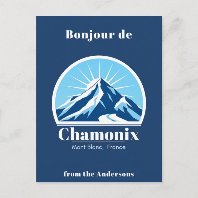 Chamonix Mont Blanc France blue Postcard (Front)