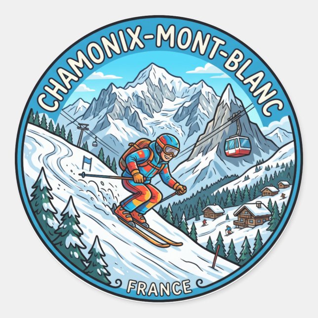 Chamonix Mont Blanc France Classic Round Sticker (Front)