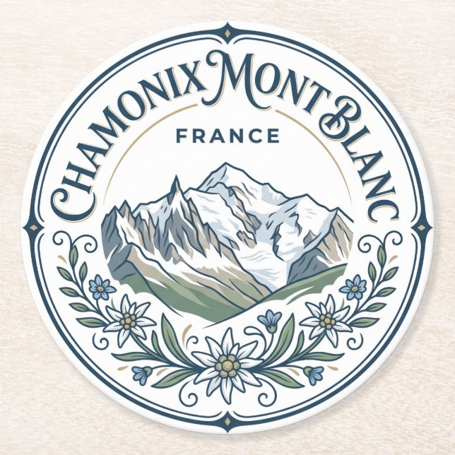 Chamonix-Mont-Blanc France Round Paper Coaster (Front)