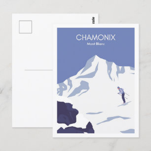 Chamonix Mont Blanc France Travel Illustration Postcard