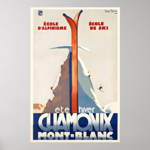 Chamonix Mont Blanc France Vintage Travel Poster
