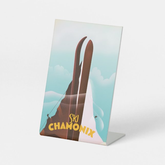 Chamonix-Mont-Blanc Ski poster Pedestal Sign (Front)