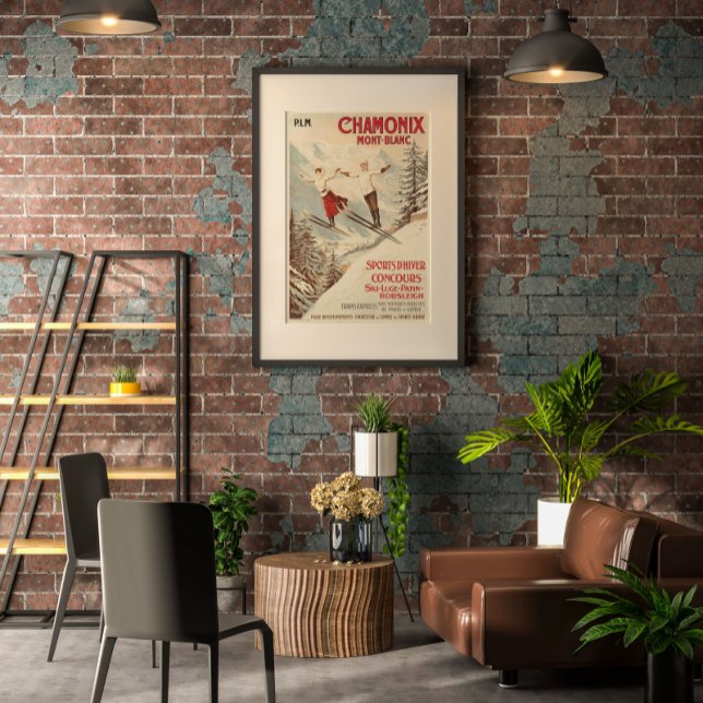 Chamonix Mont Blanc Vintage French Skiing Poster (Creator Uploaded)